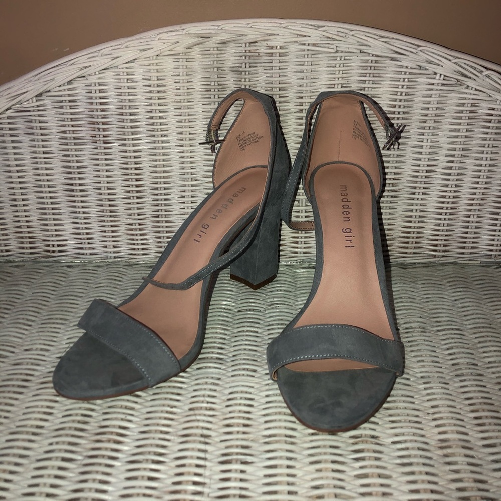 Madden Girl Blue Suede Two Strap Heels